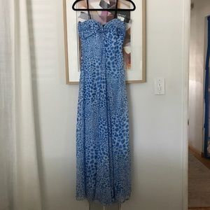 Laundry blue chiffon sleeveless gown maxi dress 0